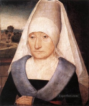 portrait of a seated woman holding a fan Painting - Portrait of an Old Woman 1470 Netherlandish Hans Memling